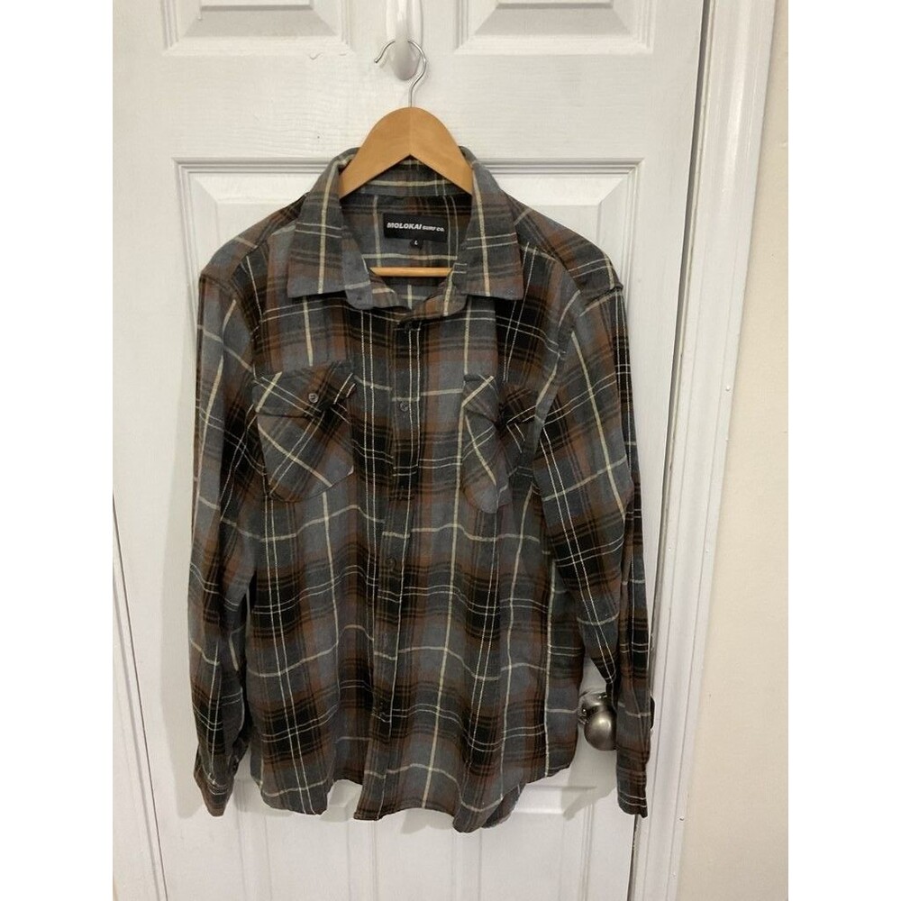 Molokai Surf Co. Men's Plaid Flannel Shirt - Size L